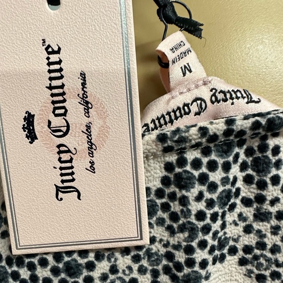 Y2K Juicy Couture Pink Black Blossom Rain Tie Front V Neck Top Blouse Medium - Picture 9 of 11